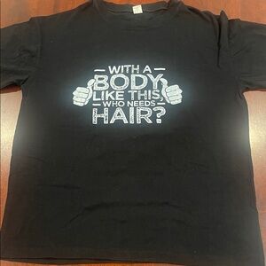 26190 Black Graphic T-Shirt with White Text